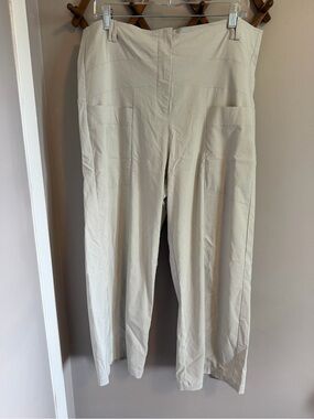 Habitat Clothes to Live In Cream Power Stretch Seamed Wide Leg Crop Pants XL